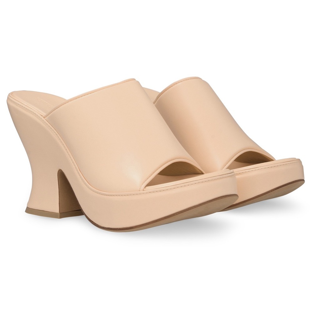 Bottega Veneta 115mm Lagoon Lambskin Wedge Platform Slide Sandals